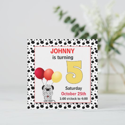 キッズファイブ誕生日レッド&イエローダルマチア 招待状 (スタンド正面)