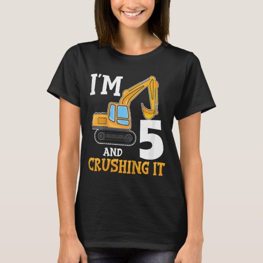 キッズファイブ5年5th誕生日ディガーボーイ建築 tシャツ (正面)