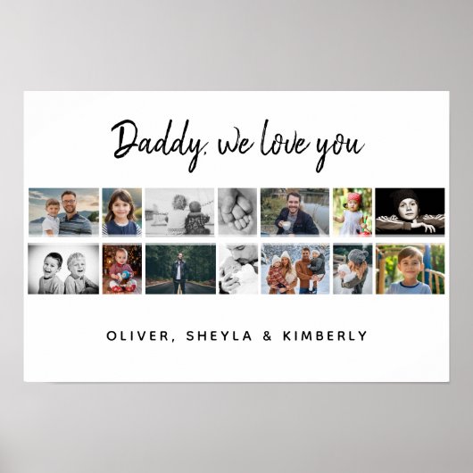 キッズファミリー付き父親14フォトコラージュキープサケ ポスター (正面)