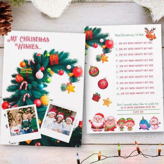 キッズファミリー写真お洒落クリスマスツリーカード 招待状