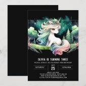 キッズファンタジーホース誕生日 招待状 (正面/裏面)