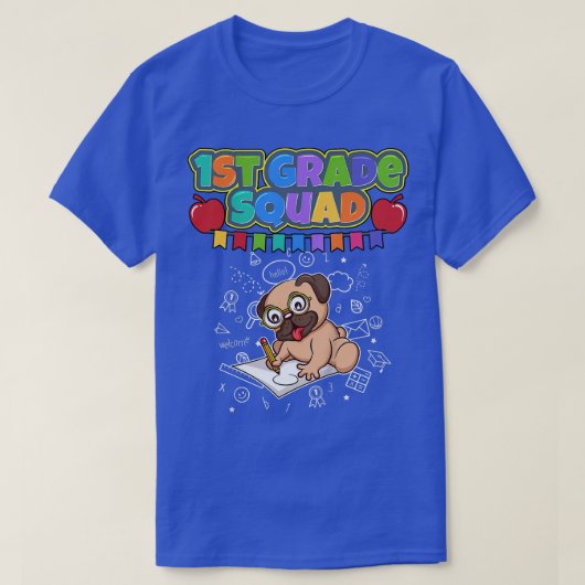 キッズファーストグレード分隊おもしろい犬pug小学校Sc Tシャツ (デザイン正面)