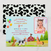 キッズファームテーマ誕生日パーティカスタムーPhInvitation 招待状 (正面/裏面)