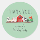 キッズファーム動物の誕生日パーティーありがとう ラウンドシール (正面)