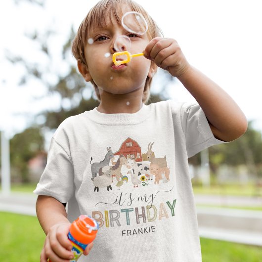 キッズファーム 幼稚園で誕生日だよ トドラーTシャツ