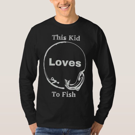 キッズフィッシュボートに大好き魚釣り魚釣りチャイルドバセブ Tシャツ (正面)