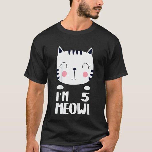 キッズフィフスガール誕生日カウイキャットI'm 5 Meowi 5 Ye Tシャツ (正面)