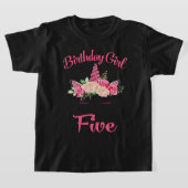 キッズフィフス誕生日ガールユニコーンシャツ誕生日5 Tシャツ (レイダウン)