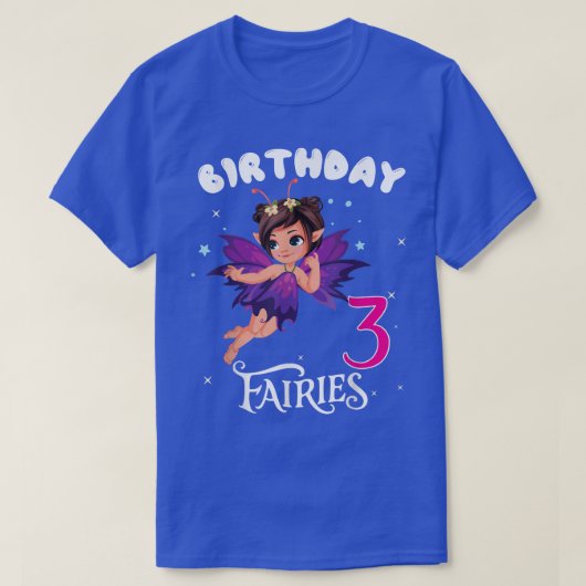 キッズフェアリー誕生日パーティー3歳フェアリー誕生日 Tシャツ (デザイン正面)