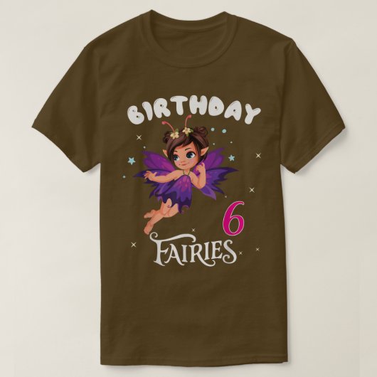 キッズフェアリー誕生日パーティー6歳フェアリー誕生日 Tシャツ (デザイン正面)