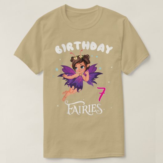 キッズフェアリー誕生日パーティー7歳フェアリー誕生日 Tシャツ (デザイン正面)