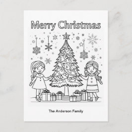 キッズフェスティバルカラーリング写真ツリーメリークリスマス ポストカード