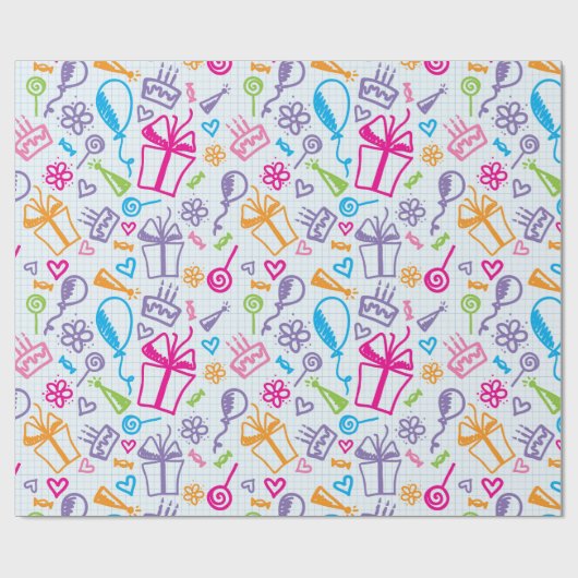 キッズフェスティバルスケッチ誕生日 ラッピングペーパー (フラット)