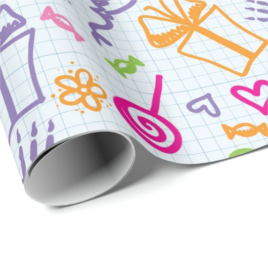 キッズフェスティバルスケッチ誕生日 ラッピングペーパー (ロールコーナー)