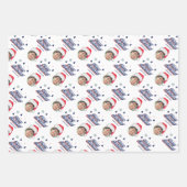 キッズフォトカスタム&ネームサンタハットレトロクリスマスおもしろい ラッピングペーパーシート (正面3)