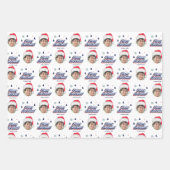 キッズフォトカスタム&ネームサンタハットレトロクリスマスおもしろい ラッピングペーパーシート (正面2)