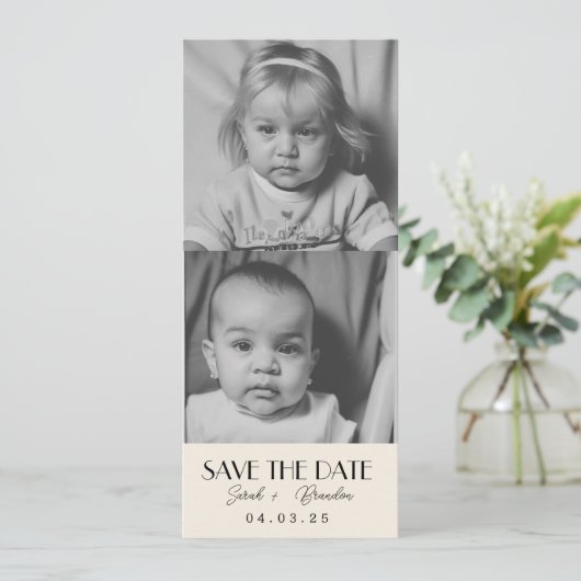 キッズフォトタイポグラフィQrcode日付の保存 招待状 (スタンド正面)