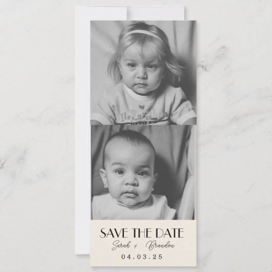 キッズフォトタイポグラフィQrcode日付の保存 招待状 (正面)