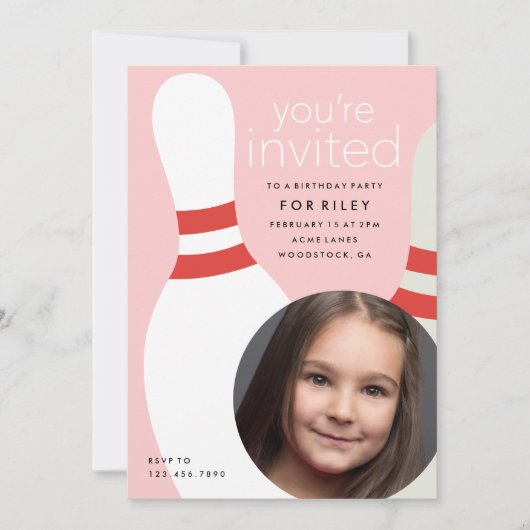 キッズフォトボーリング誕生日パーティー 招待状 (正面)