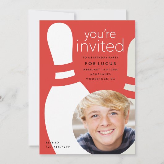 キッズフォトボーリング誕生日パーティー 招待状 (正面)