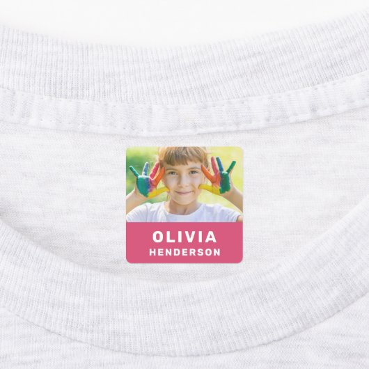 キッズフォトモダンシンプルーガーリーピンクウェアのラベル ラベル (貼付)