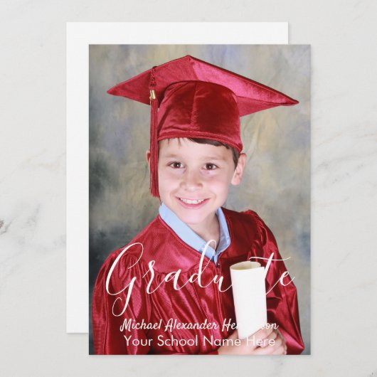 キッズフォト卒業発表 招待状 (正面/裏面)