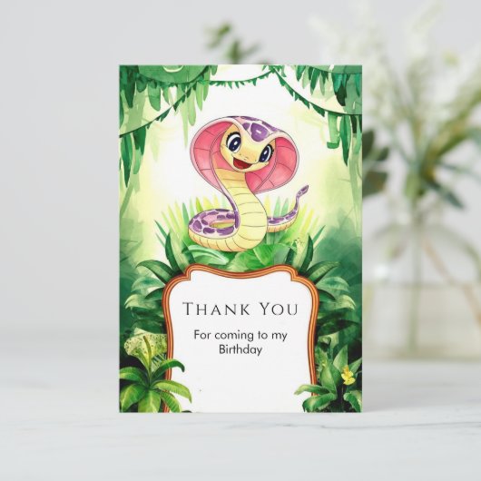 キッズフォレストスネーク誕生日 サンキューカード (スタンド正面)