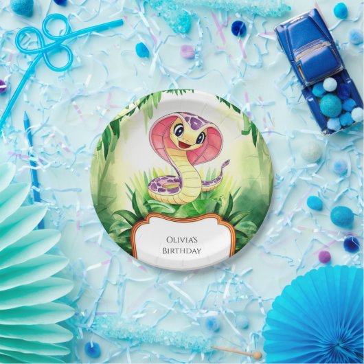 キッズフォレストスネーク誕生日 ペーパープレート (パーティー)