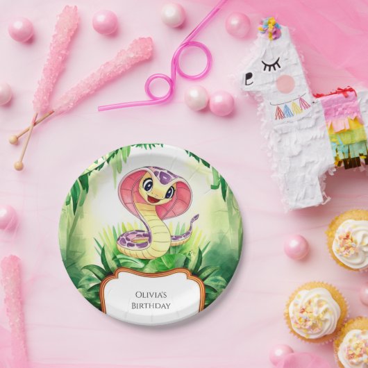 キッズフォレストスネーク誕生日 ペーパープレート (パーティー)