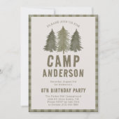 キッズフォレスト素朴キャンピングボーイズバースデーパーティー 招待状 (正面)