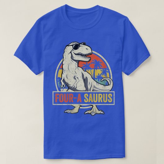 キッズフォーSaurus誕生日Tレックス4歳Dino Tシャツ (デザイン正面)
