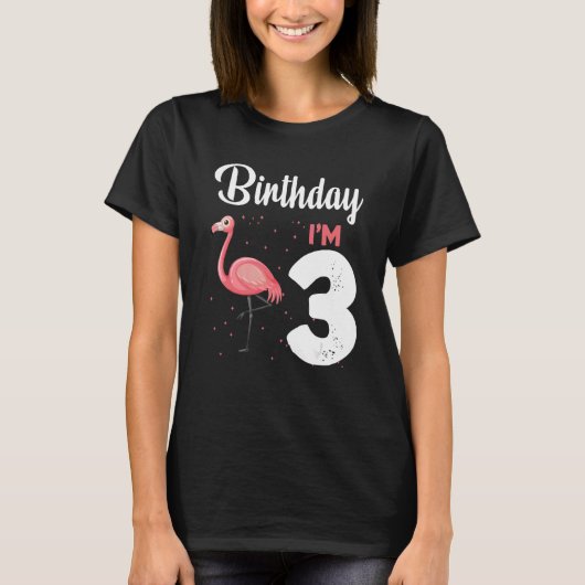 キッズフラミンゴ3rd誕生日フラミンゴB日3年 Tシャツ (正面)