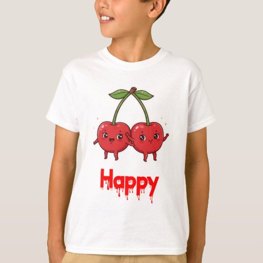 キッズフルーツかわいいさくらんぼ友達。 Tシャツ (正面)