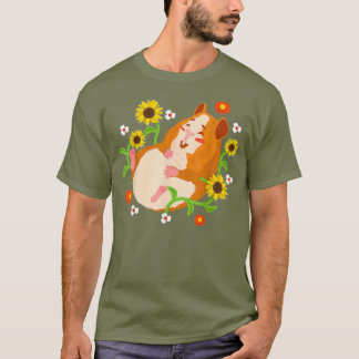 キッズフローラハムスター服花服装女性 Tシャツ