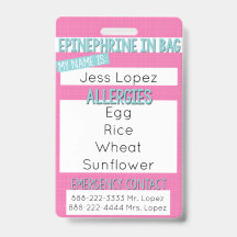 キッズフードアレルギー医療アラートラベル – バッジ