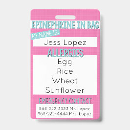 キッズフードアレルギー医療アラートラベル – バッジ