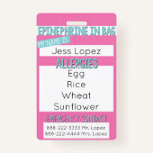 キッズフードアレルギー医療アラートラベル – バッジ (正面)