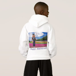 キッズフード付きスウェットシャツ。ハッピーアニバーサリーpanda/madhatter