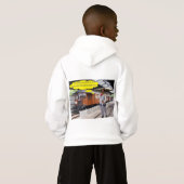 キッズフード付きスウェットシャツ。父の日おめでとう。牛/指揮者 (裏面フル)