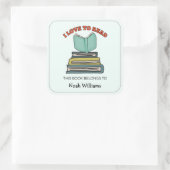 キッズブックスタックパーソナライズされた蔵書票 スクエアシール (バッグ)