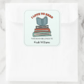 キッズブックスタックパーソナライズされた蔵書票 スクエアシール (バッグ)