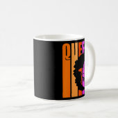 キッズブラックガールクイーンレトロピンクアフロヘアインスピラ コーヒーマグカップ (正面右)