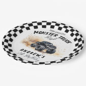 キッズブラックモダンモンスタートラック誕生日 ペーパープレート (アングル)