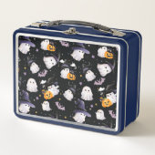 キッズブラック&パープル図解入りの、写真付きの幽霊弁当箱 メタルランチボックス (正面)