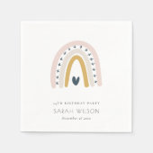 キッズブルーエレガント赤面レインボーハート誕生日 スタンダードカクテルナプキン (正面)