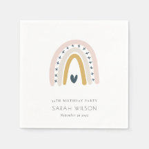 キッズブルーエレガント赤面レインボーハート誕生日