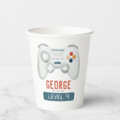 キッズブルークールゲーム誕生日 紙コップ (正面)