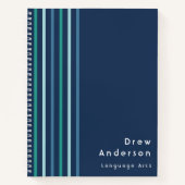 キッズブルーグリーンストライプ名少年 ノートブック (正面)