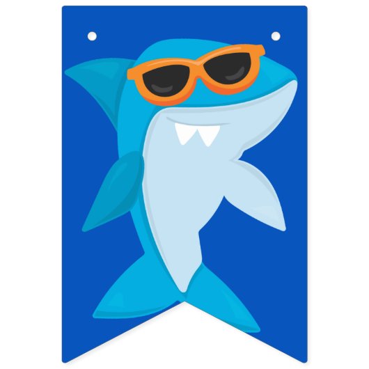 キッズブルーシャークフィンタスティック誕生日 バンティングフラッグ (第1の旗)