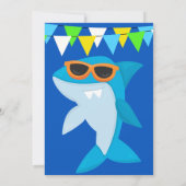 キッズブルーシャークフィンタスティック誕生日 招待状 (裏面)